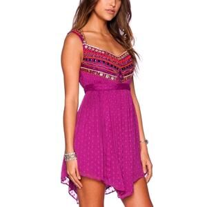 NWT $350 Free People Embellished Asymmetrical Mini Dress